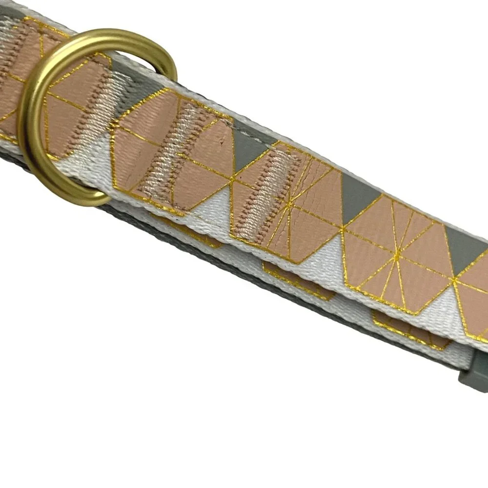 Good2Go Dog Collar L/XL 16”-26” Geometric Dusty Pink Gray Gold